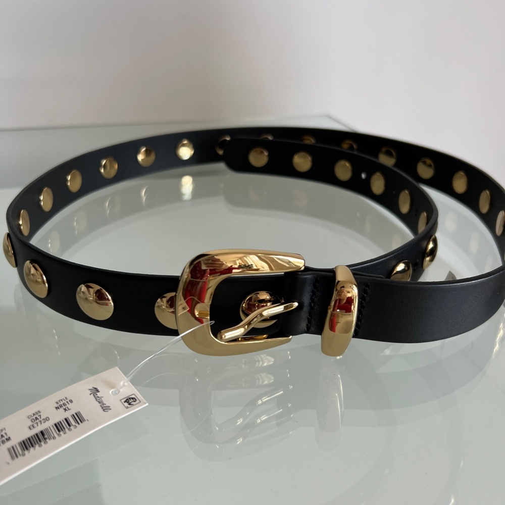 MADEWELL True Black Leather Western Studded Belt - Picture 5 of 14